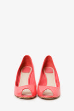 Christian Dior Pink Patent Leather Peep Toe Wedge Heels Size 41.5
