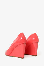 Christian Dior Pink Patent Leather Peep Toe Wedge Heels Size 41.5
