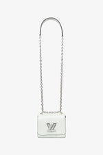 Louis Vuitton 2020 White Iridescent Karung Leather Twist Mini with Crystal Buckle