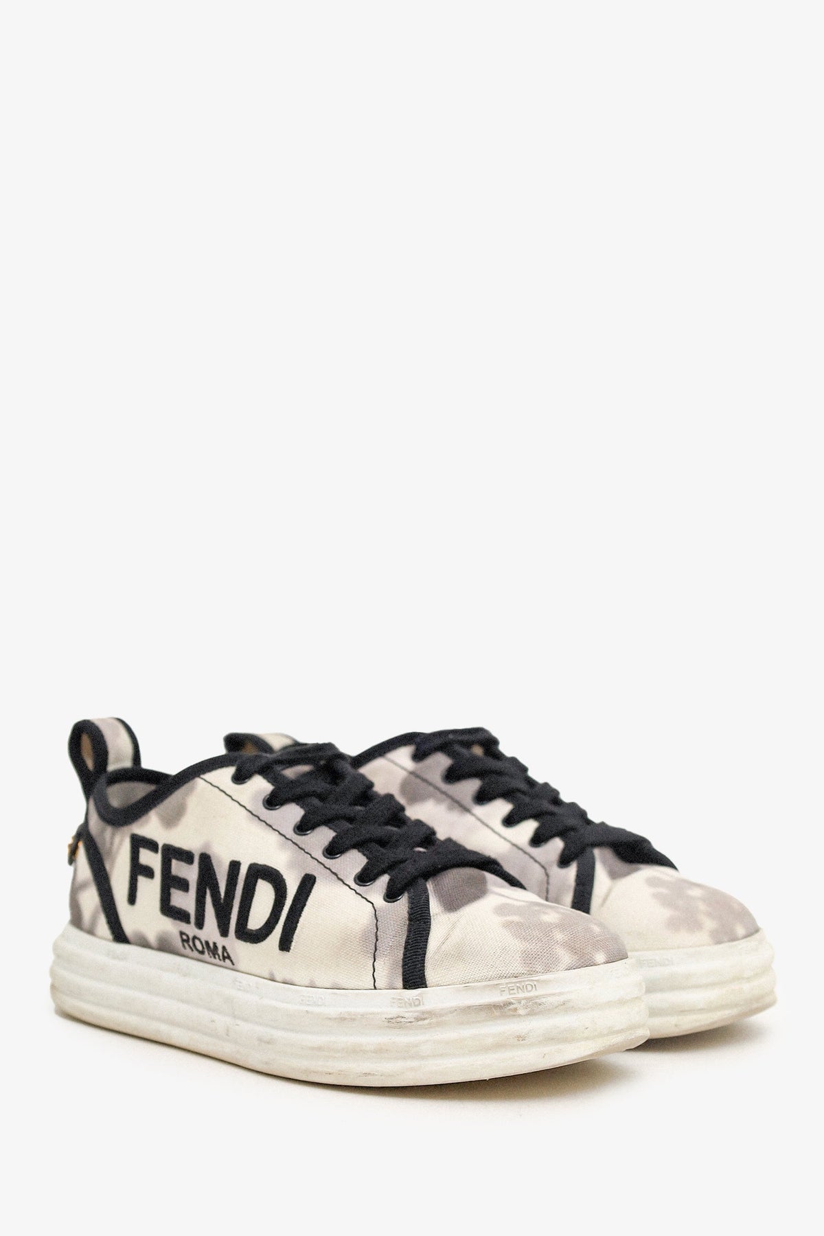 Fendi Black/White Canvas Rise Tie Dye Sneakers Size 36 (As Is)