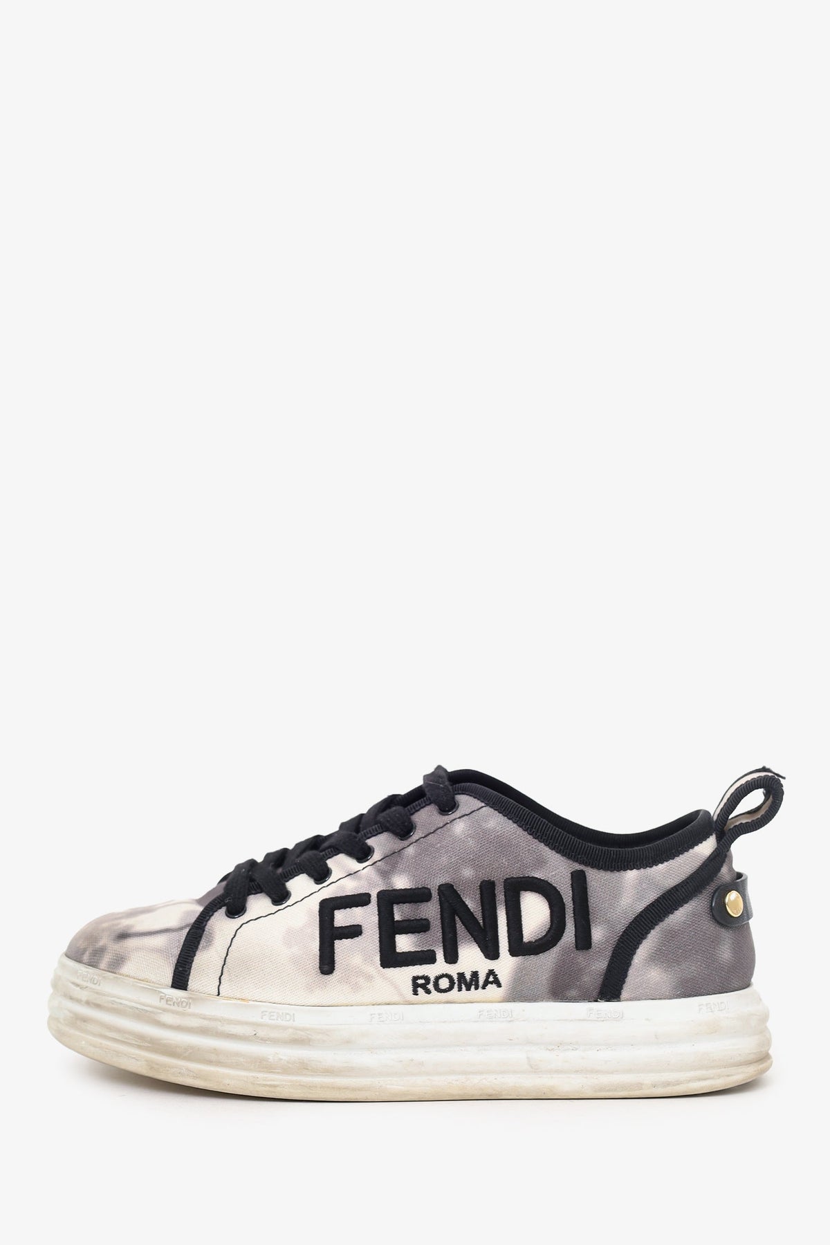 Fendi Black/White Canvas Rise Tie Dye Sneakers Size 36 (As Is)