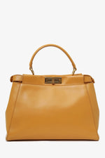 Fendi Yellow Leather Medium Peekaboo Top Handle Bag With Strap