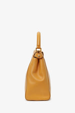 Fendi Yellow Leather Medium Peekaboo Top Handle Bag With Strap