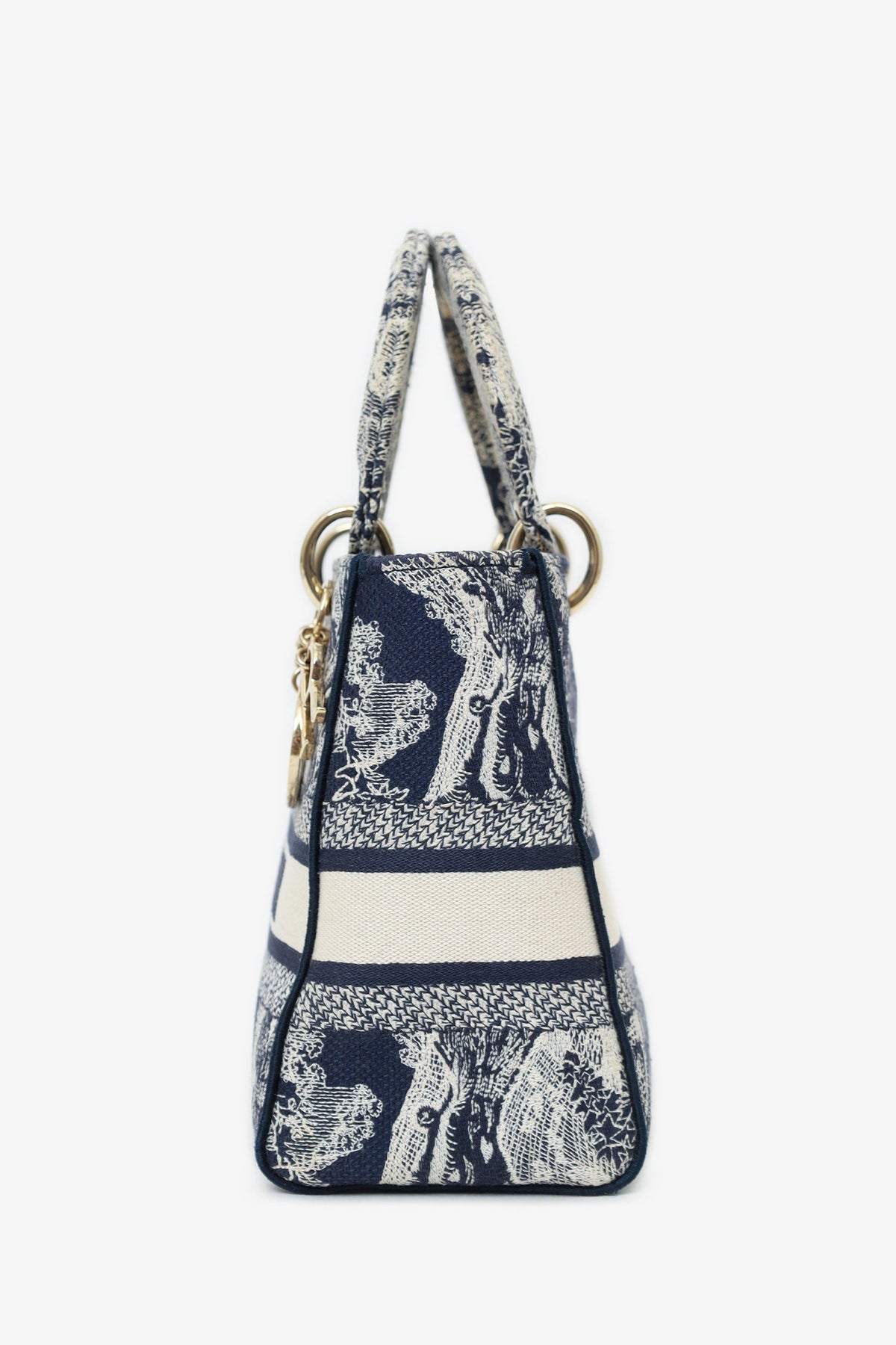 Christian Dior Black/White Toile de Jouy 'Lady D-Lite' Top Handle with Strap