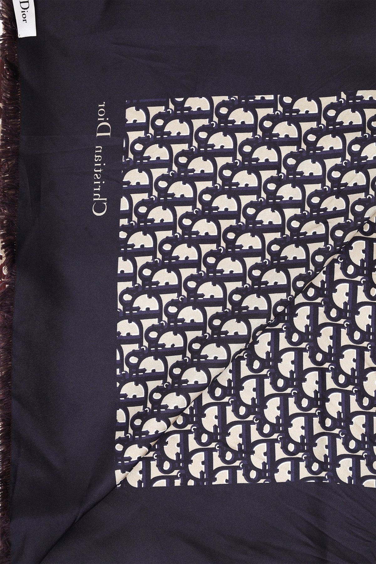 Christian Dior Blue/Brown Diortwin Reversible Oblique Silk Scarf