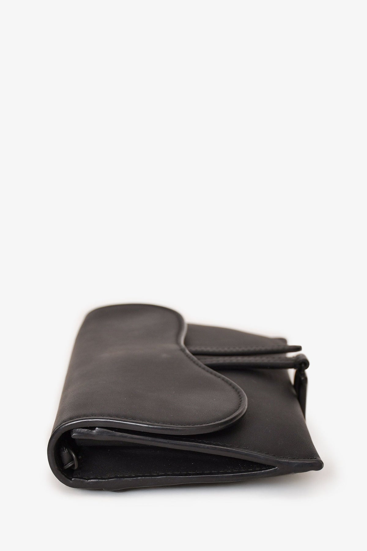 Christian Dior 2021 Black Ultramatte Leather Small Saddle Pouch with Chain
