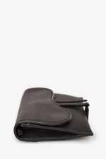 Christian Dior 2021 Black Ultramatte Leather Small Saddle Pouch with Chain