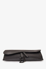 Christian Dior 2021 Black Ultramatte Leather Small Saddle Pouch with Chain