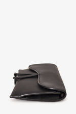 Christian Dior 2021 Black Ultramatte Leather Small Saddle Pouch with Chain