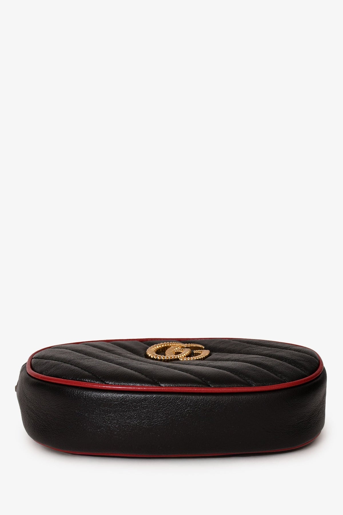 Gucci Black/Red Leather GG Marmont Belt Bag Size 95/38