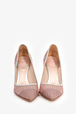 Christian Dior Pink/Silver Metallic Mesh Pointed Pumps Size 38