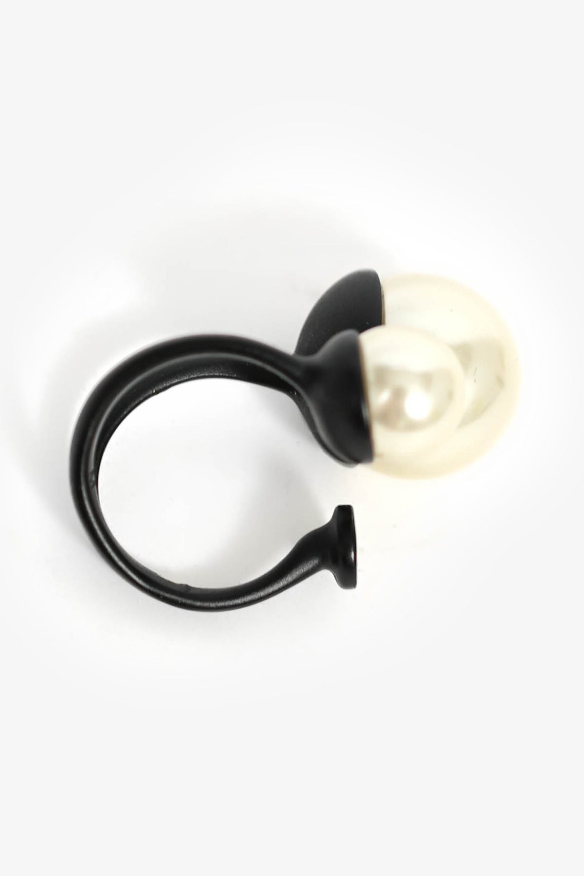 Christian Dior Black Faux Pearl Wrap Ring