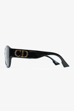 Christian Dior Black 'DDior' Oversized Sunglasses with CD Sides