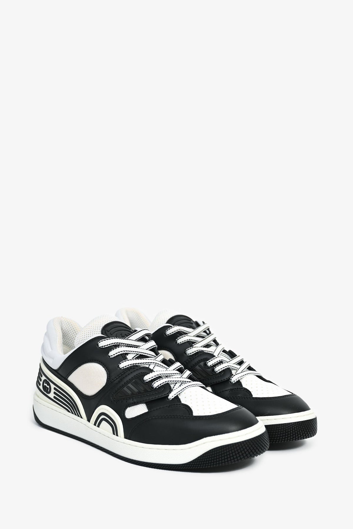 Gucci Black/White Leather/Rubber 'Basket Low' Sneaker Size 38.5
