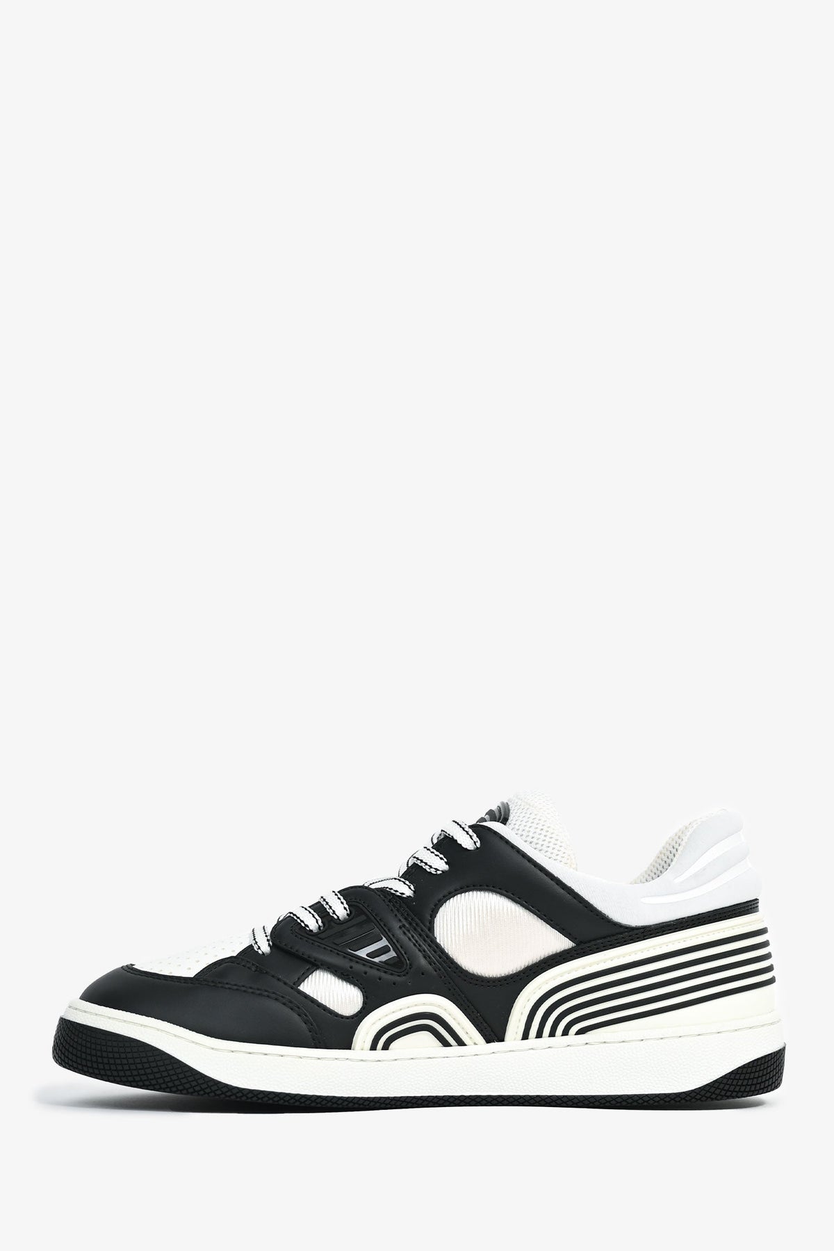 Gucci Black/White Leather/Rubber 'Basket Low' Sneaker Size 38.5