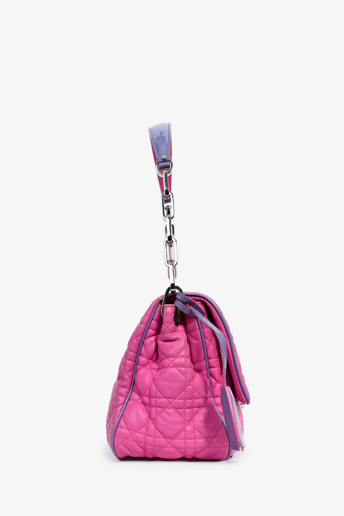 Christian Dior 2012 Pink/Purple Patent Trim Cannage Leather Flap Shoulder Bag
