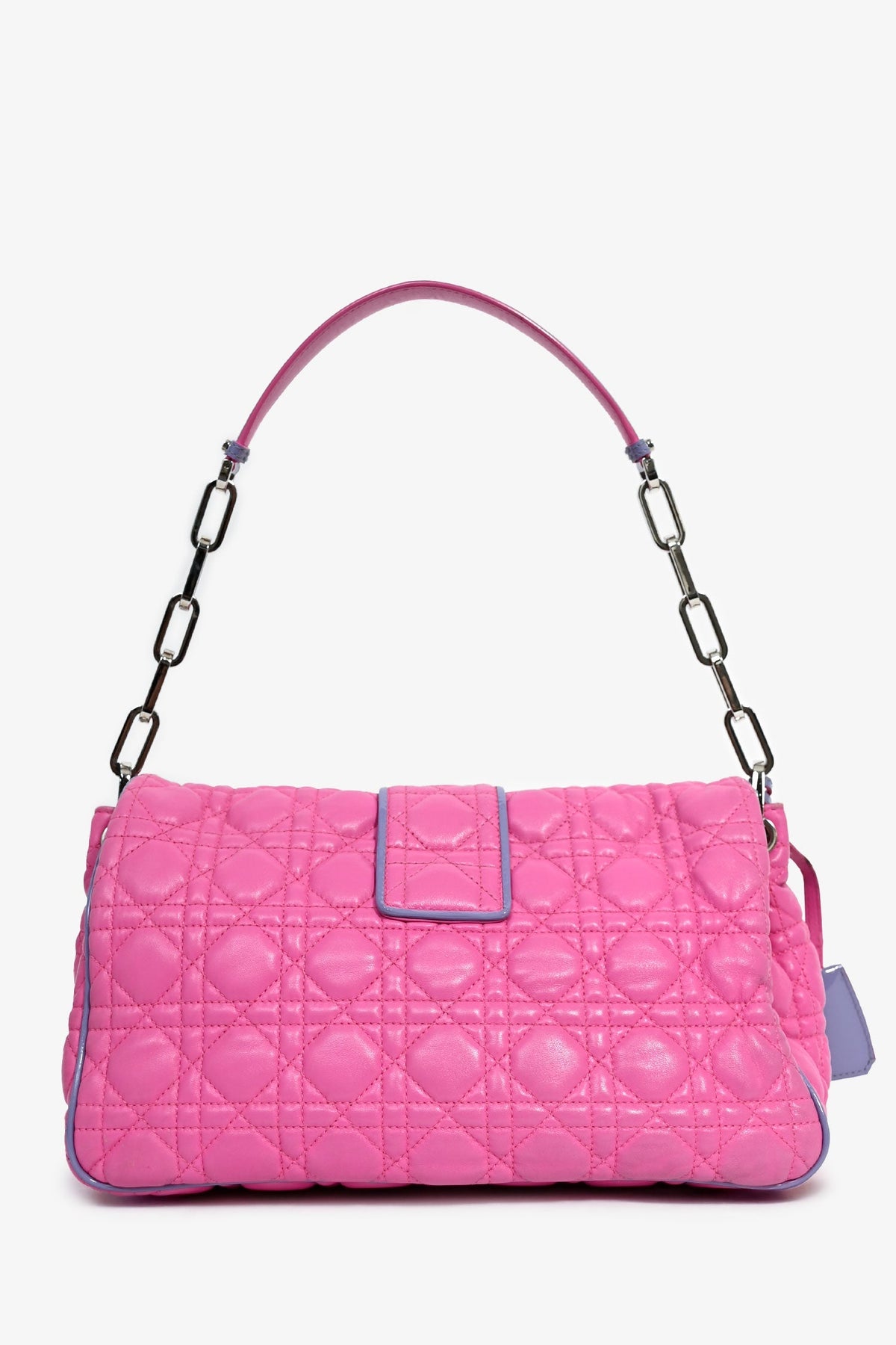 Christian Dior 2012 Pink/Purple Patent Trim Cannage Leather Flap Shoulder Bag