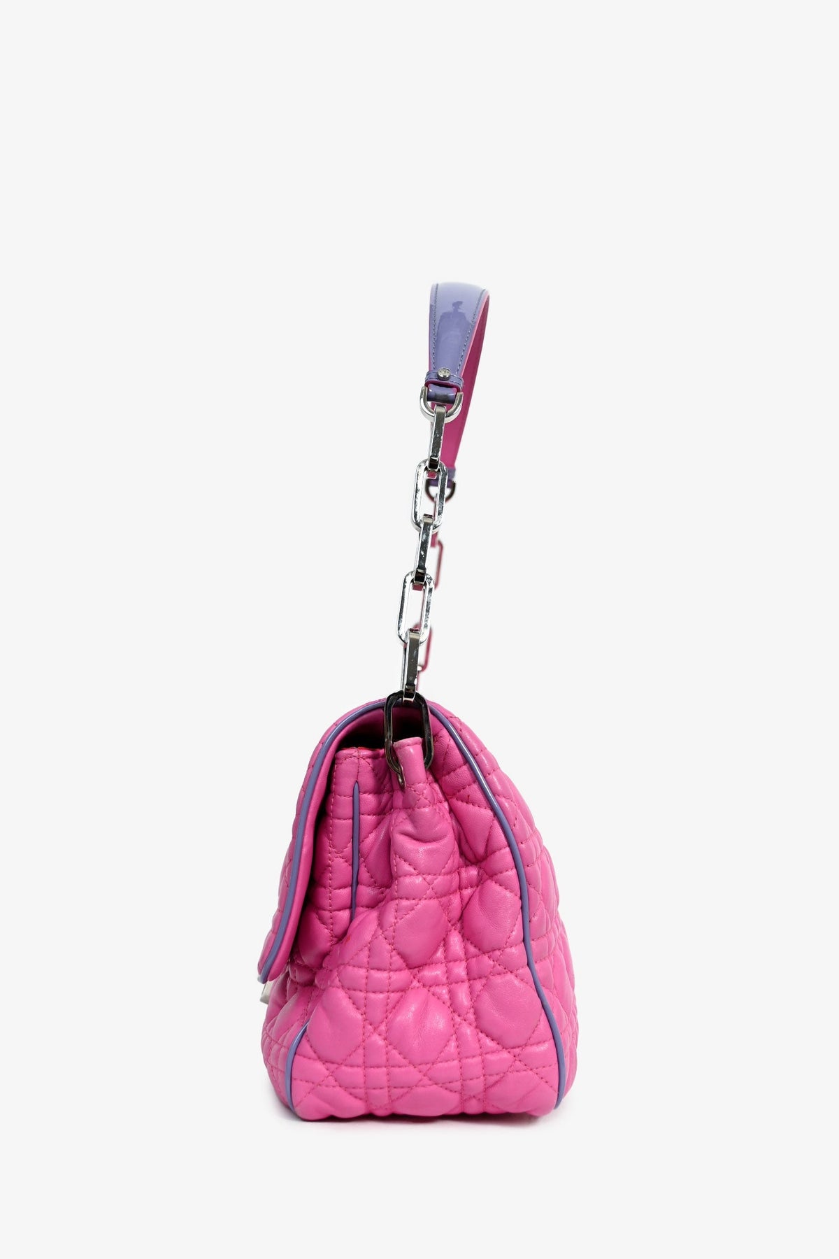 Christian Dior 2012 Pink/Purple Patent Trim Cannage Leather Flap Shoulder Bag