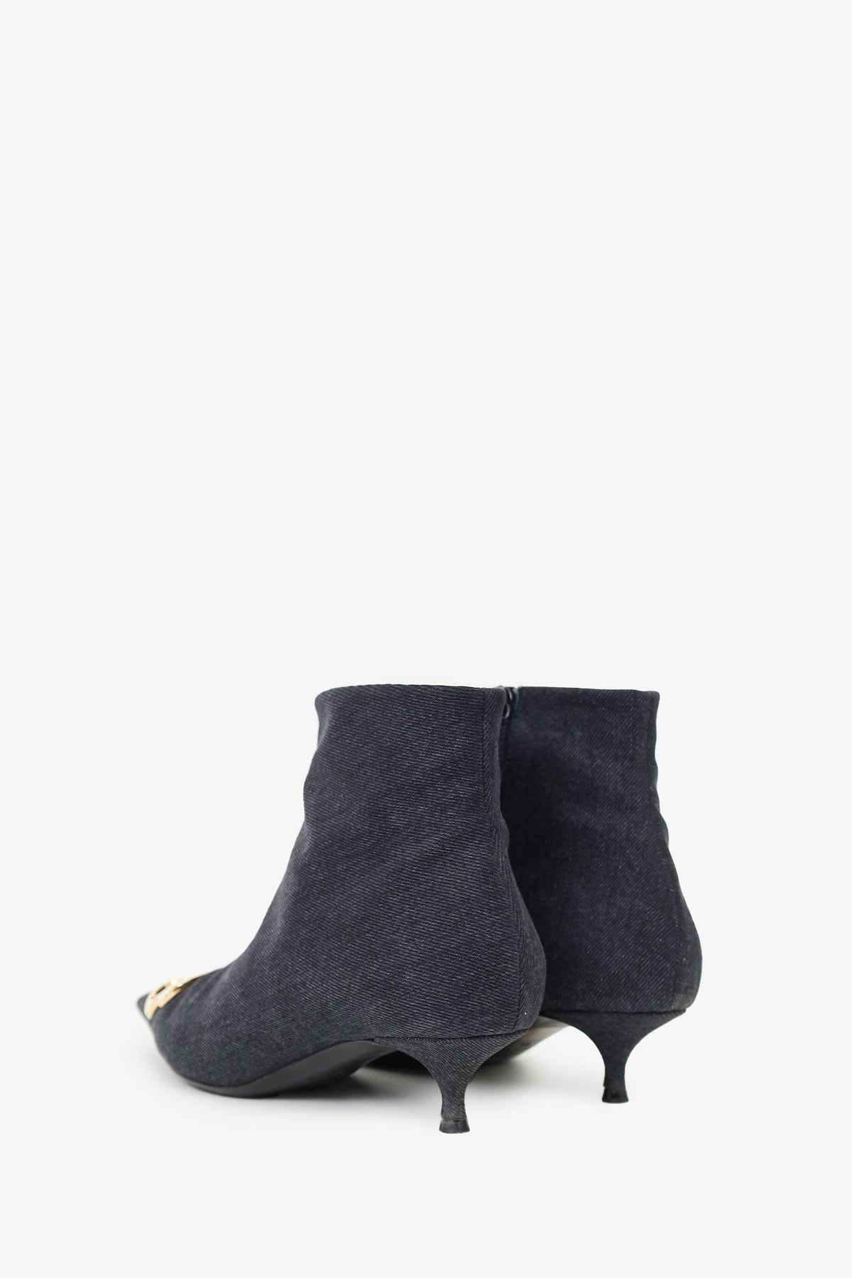 Balenciaga Black Wash Denim 'BB' Knife Heeled Ankle Boots Size 41