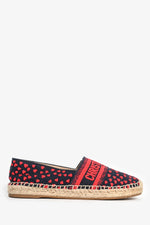 Christian Dior Navy/Red Heart Canvas Logo Espadrilles Size 37.5