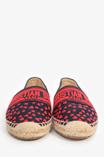 Christian Dior Navy/Red Heart Canvas Logo Espadrilles Size 37.5