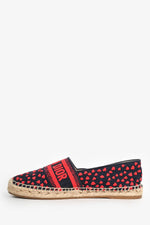 Christian Dior Navy/Red Heart Canvas Logo Espadrilles Size 37.5