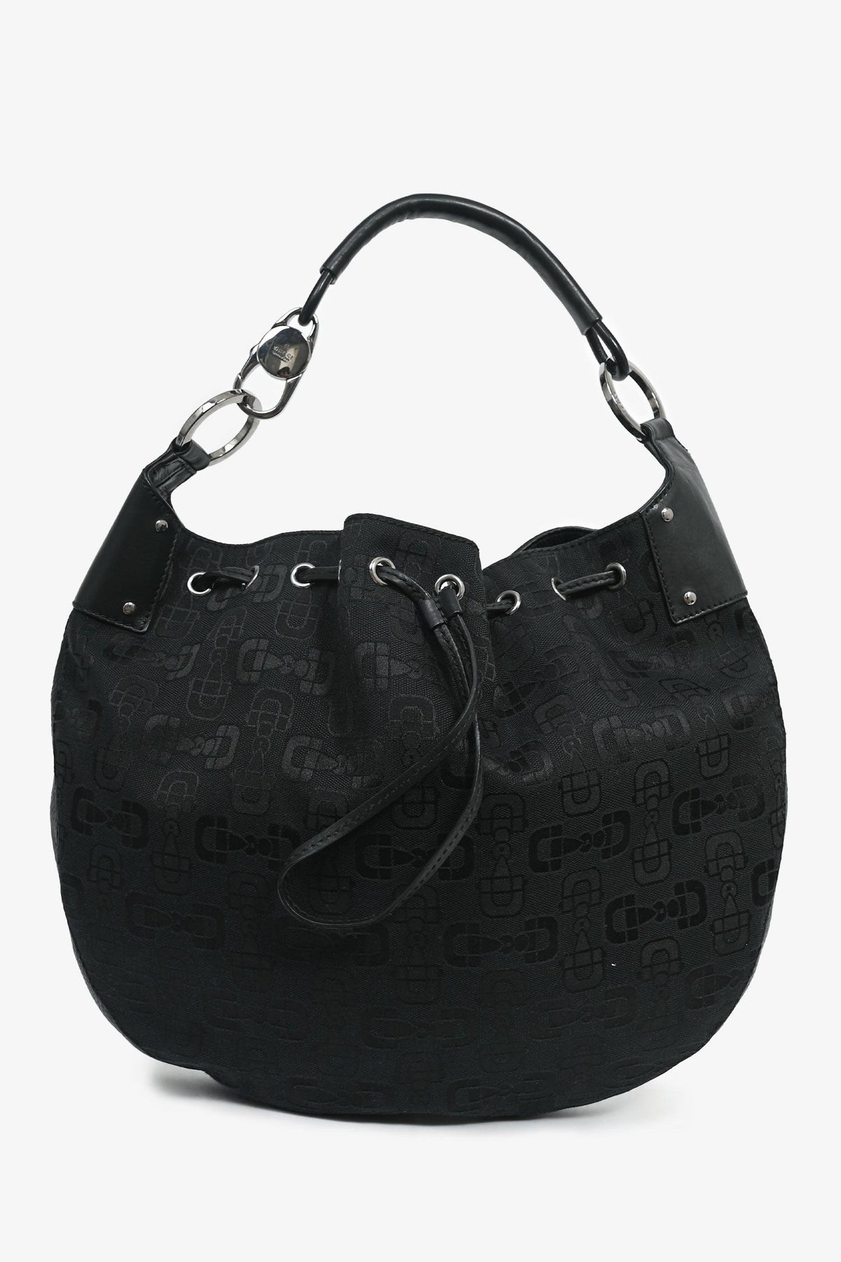 Gucci Black Canvas Logo Shoulder Bag