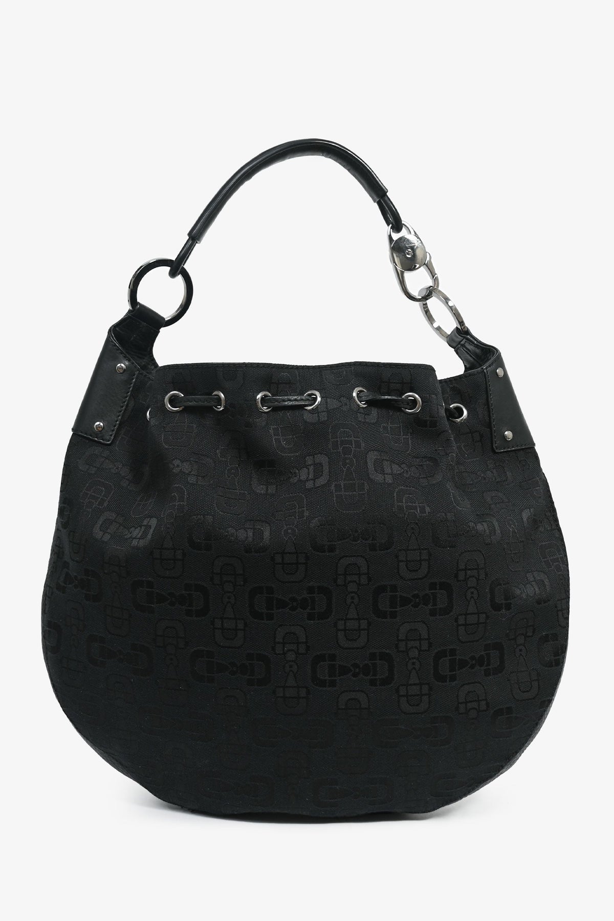 Gucci Black Canvas Logo Shoulder Bag