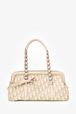 Christian Dior 2006 Beige/White Coated Canvas Diorissimo Romantique Shoulder Bag