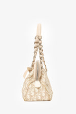Christian Dior 2006 Beige/White Coated Canvas Diorissimo Romantique Shoulder Bag