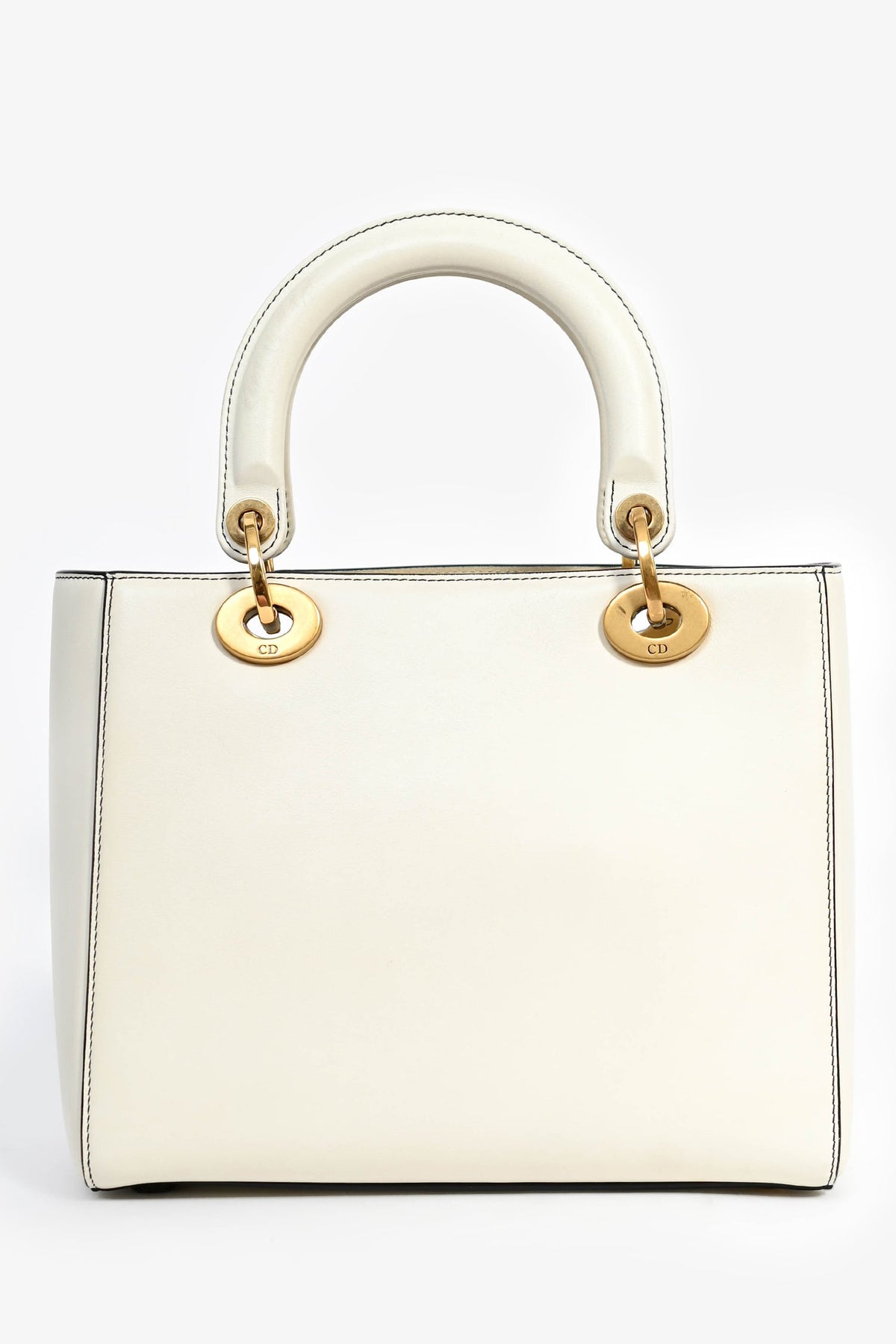 Christian Dior x Nika De Saint Phalle 2018 White Leather Medium Dragon 'Lady Dior' Top Handle Bag with Strap
