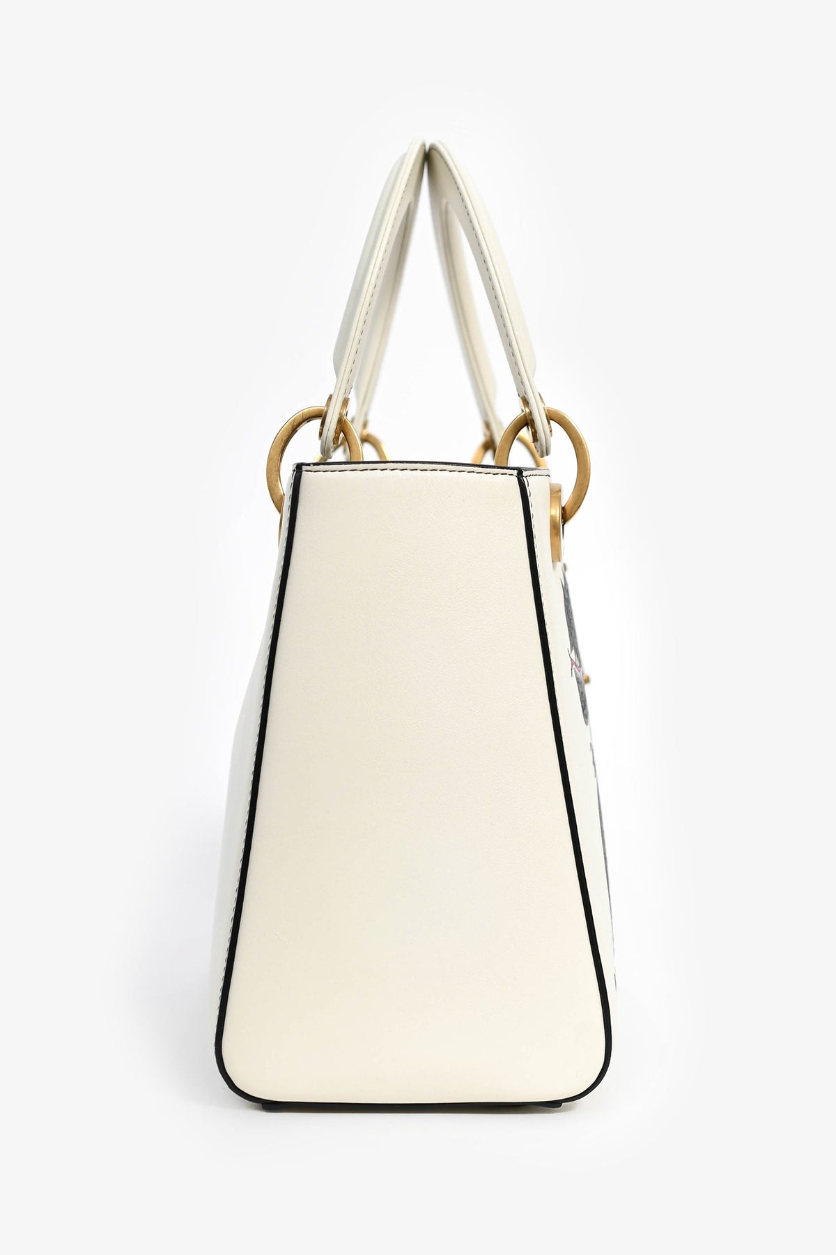 Christian Dior x Nika De Saint Phalle 2018 White Leather Medium Dragon 'Lady Dior' Top Handle Bag with Strap