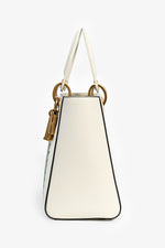 Christian Dior x Nika De Saint Phalle 2018 White Leather Medium Dragon 'Lady Dior' Top Handle Bag with Strap