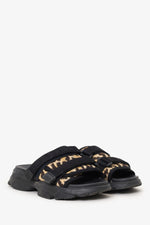 Christian Dior Black Leopard Print D-Wander Slides Size 37