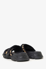 Christian Dior Black Leopard Print D-Wander Slides Size 37