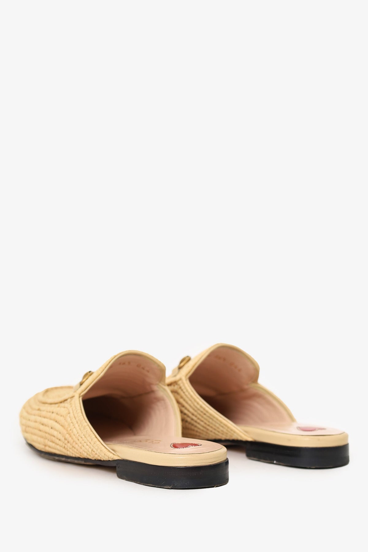 Gucci Beige Raffia Princetown Horsebit Mules Size 36.5