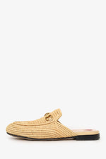 Gucci Beige Raffia Princetown Horsebit Mules Size 36.5