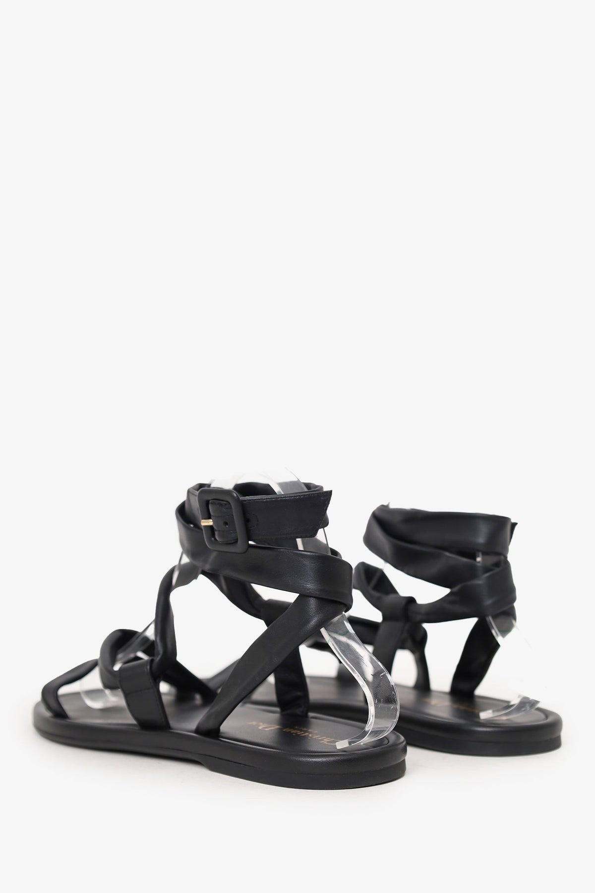 Christian Dior Black Leather Strappy Sandals Size 38.5