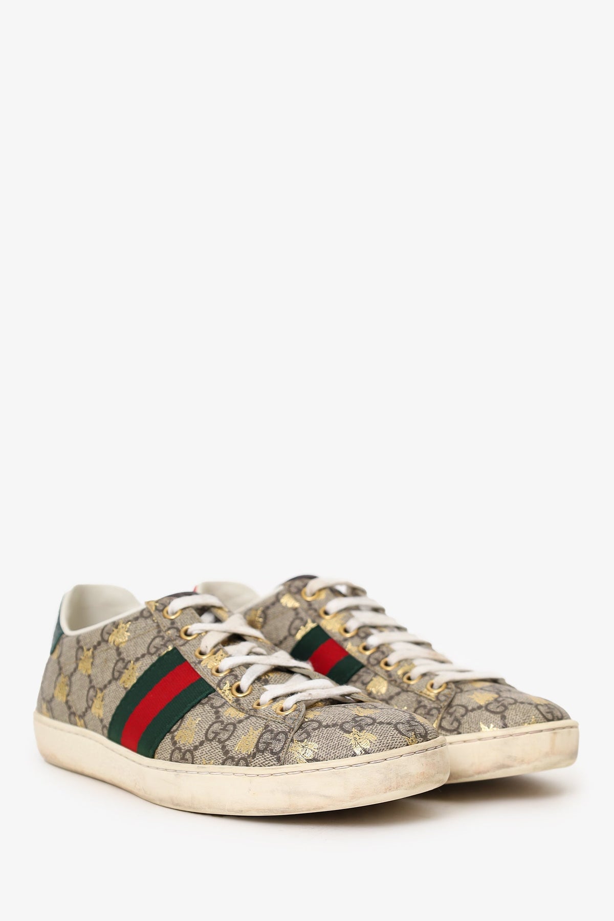 Gucci Beige/Brown GG Supreme Canvas Ace Bee Print Sneakers Size 36.5