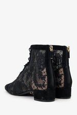 Christian Dior Black Suede/Mesh Embroidered Naughtily-D Ankle Boots Size 38.5