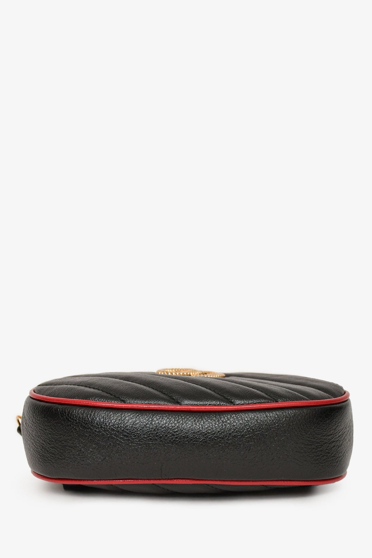 Gucci Black/Red Quilted GG Marmont Belt Bag sz 85/34