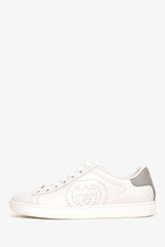 Gucci White/Grey Leather GG Logo Sneakers Size 34.5