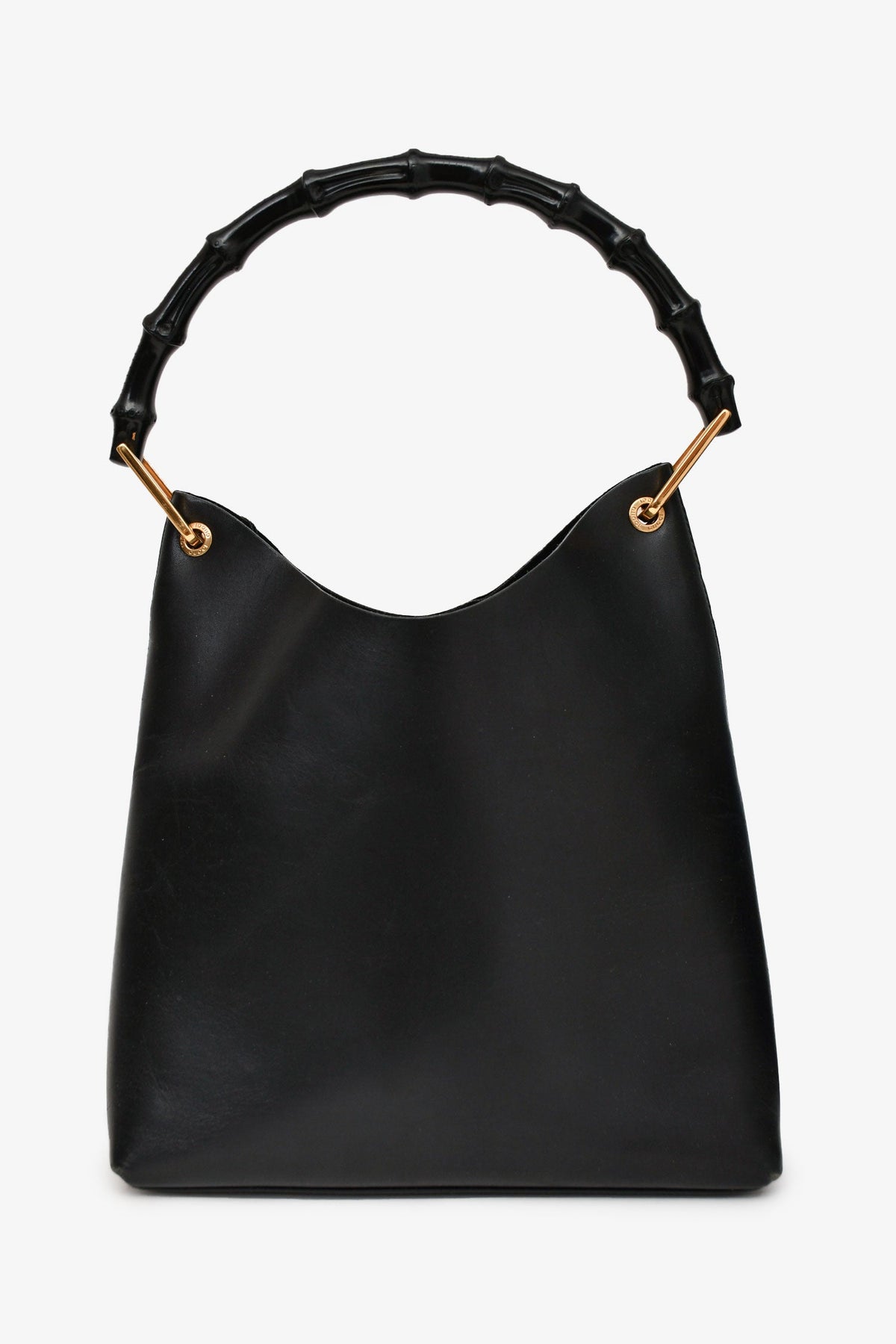 Gucci Black Leather Bamboo Handle Bucket Bag (As Is)