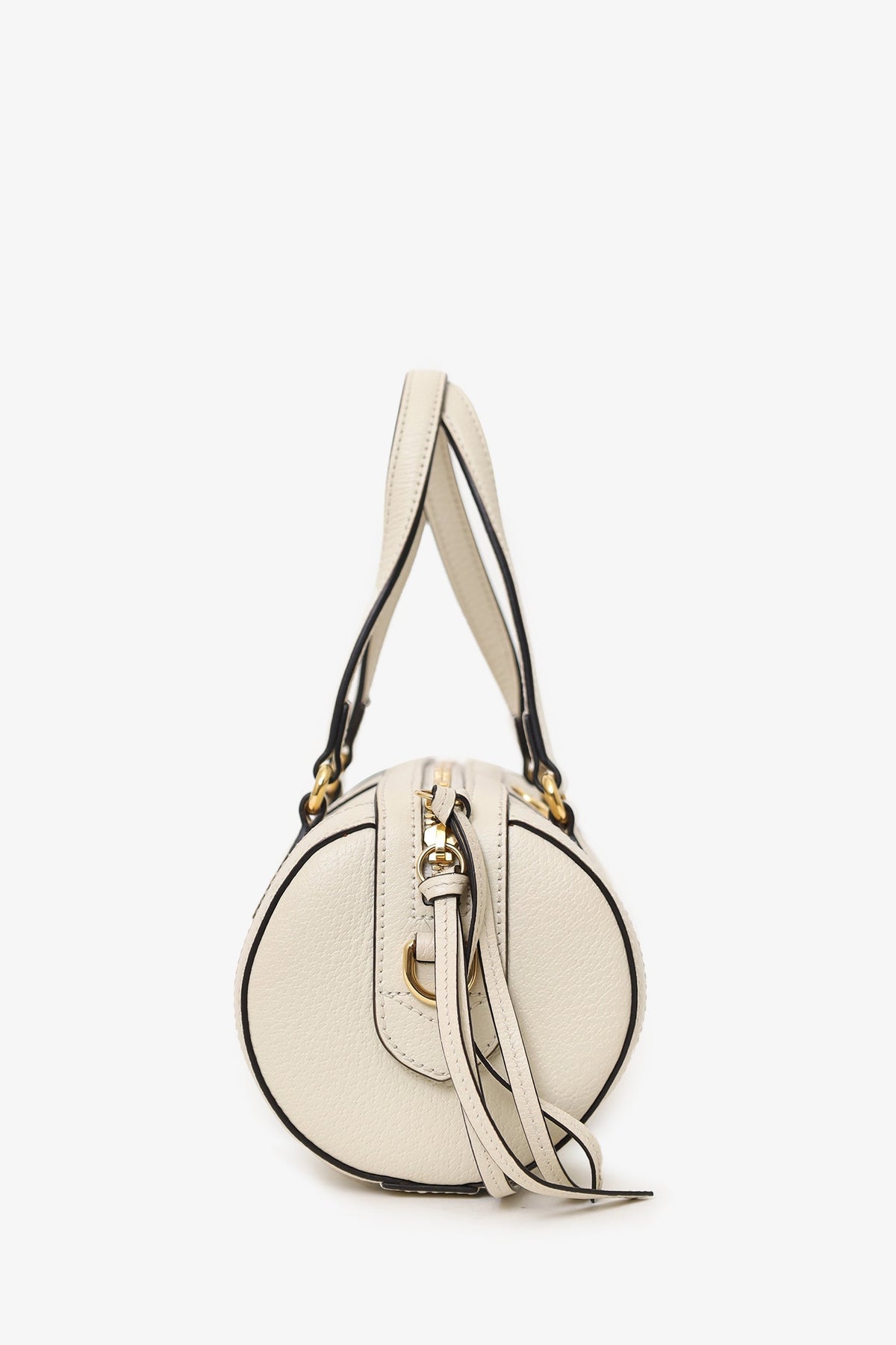 Gucci White Leather Small Ophidia Sylvie Web Boston Bag with Strap