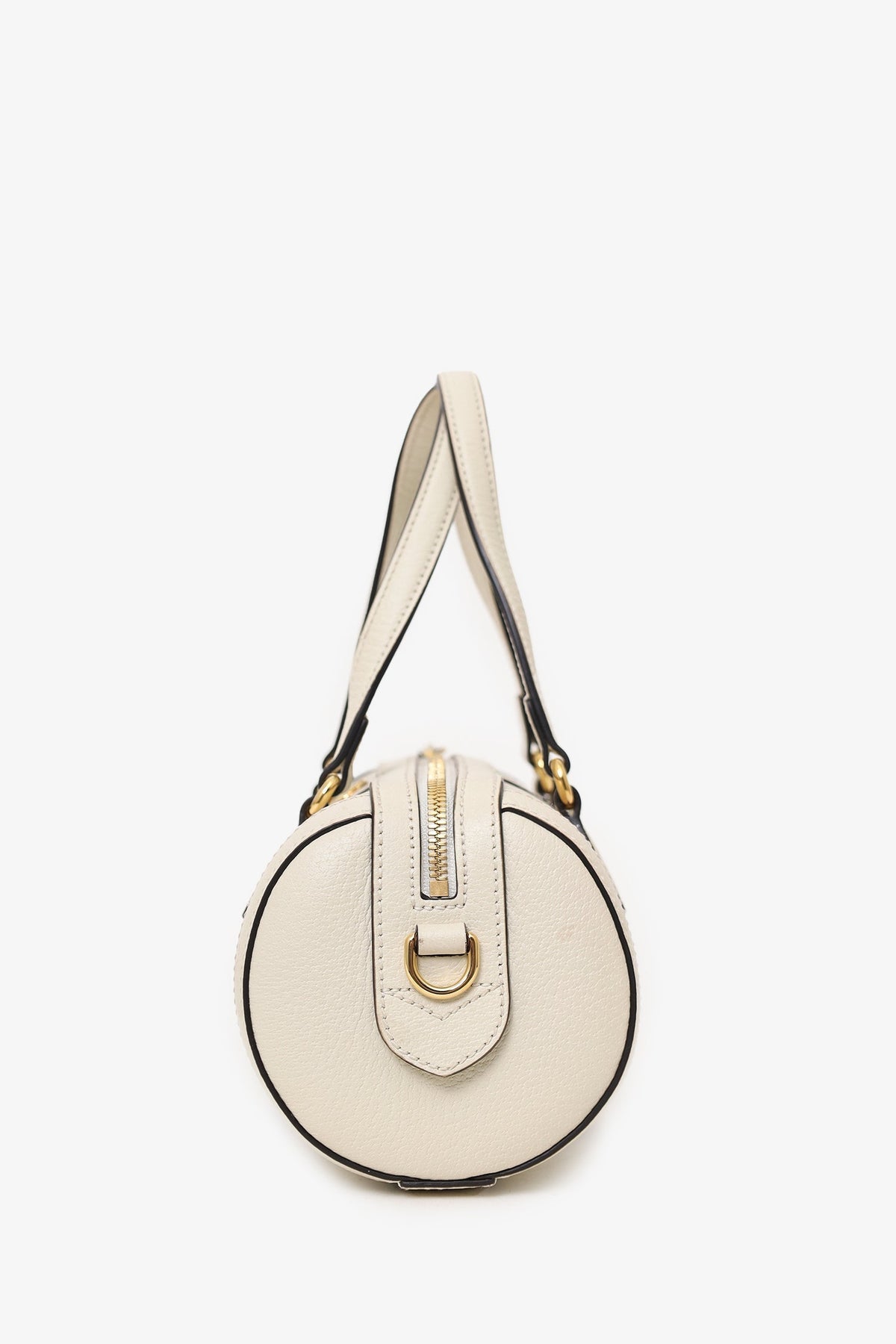 Gucci White Leather Small Ophidia Sylvie Web Boston Bag with Strap