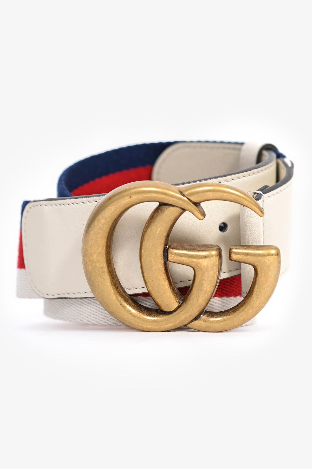 Gucci White/Blue/Red Canvas GG Belt Size 90/35