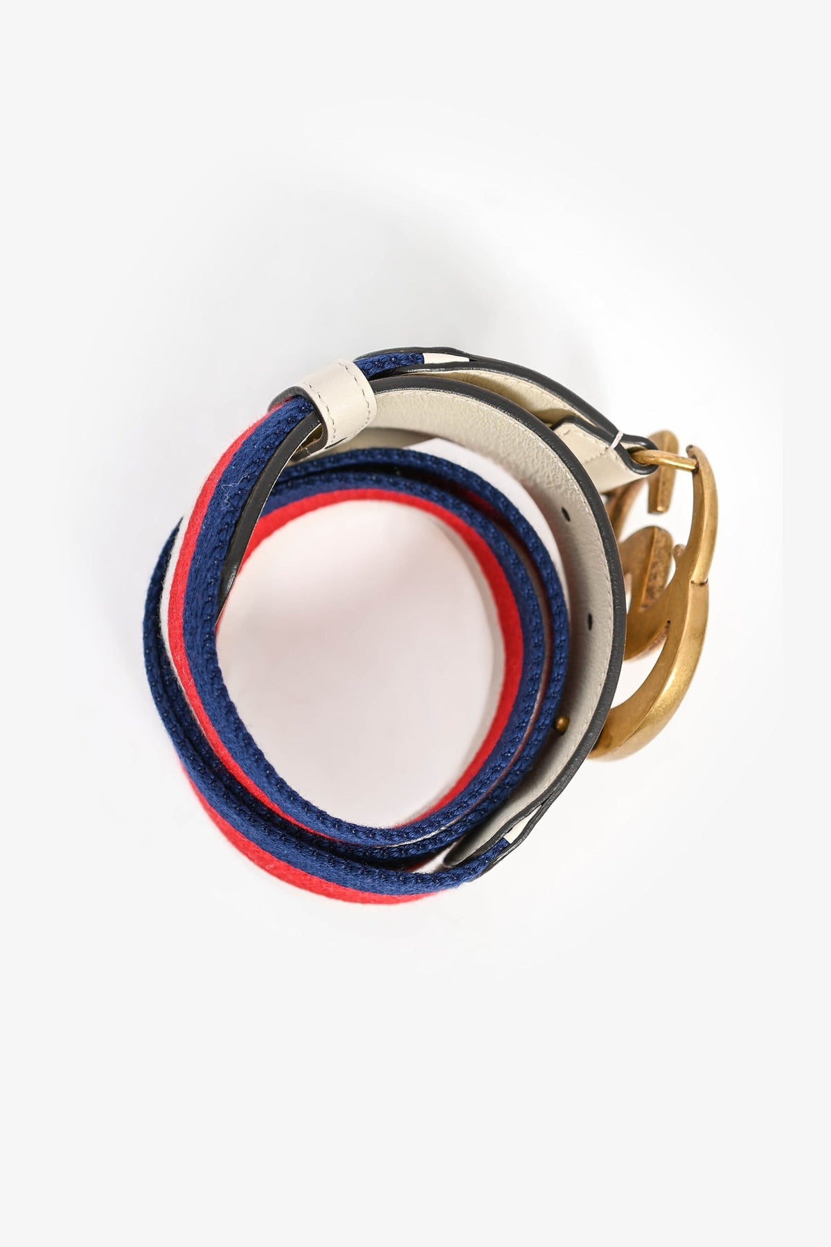 Gucci White/Blue/Red Canvas GG Belt Size 90/35