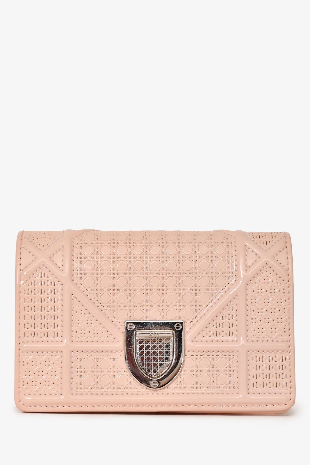 Christian Dior Pink Patent Cannage Mini 'Diorama' Pouch on Chain