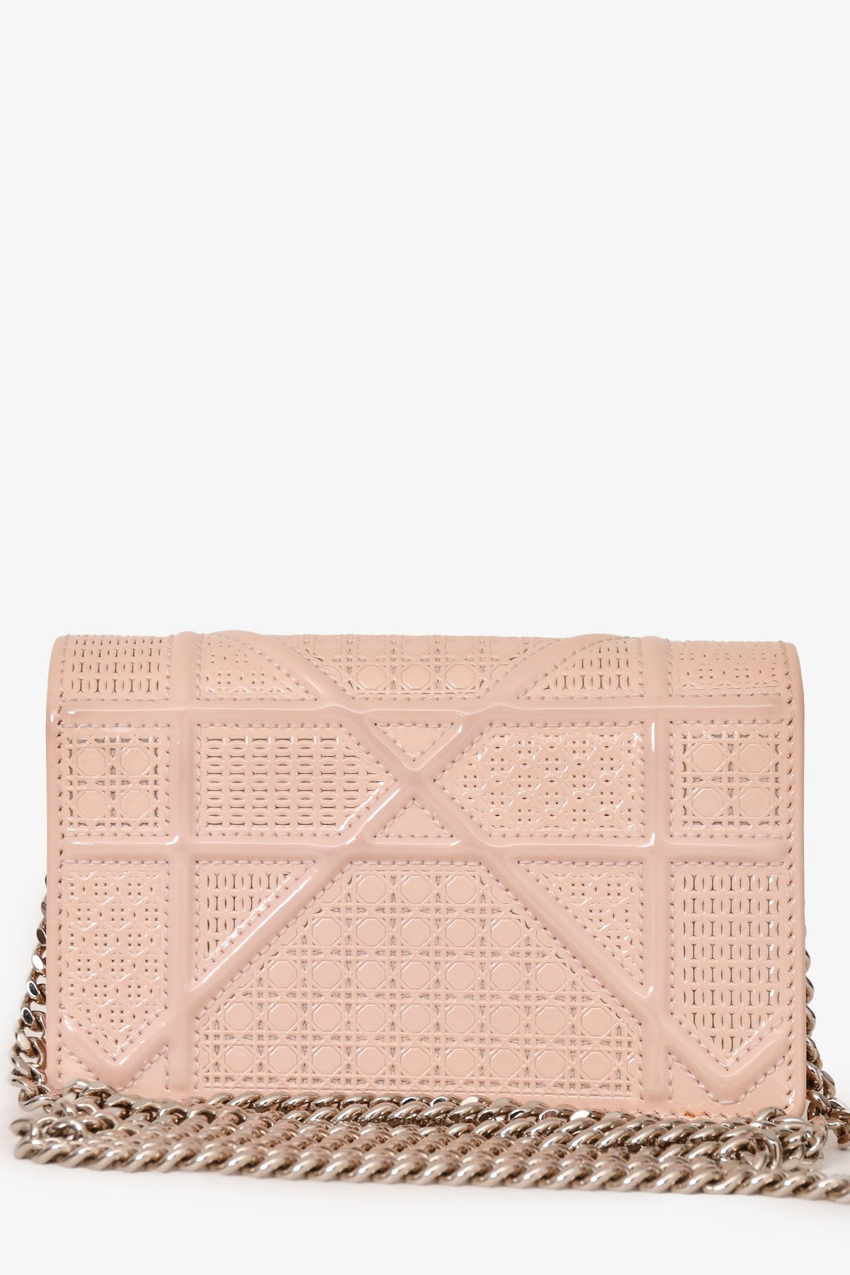 Christian Dior Pink Patent Cannage Mini 'Diorama' Pouch on Chain