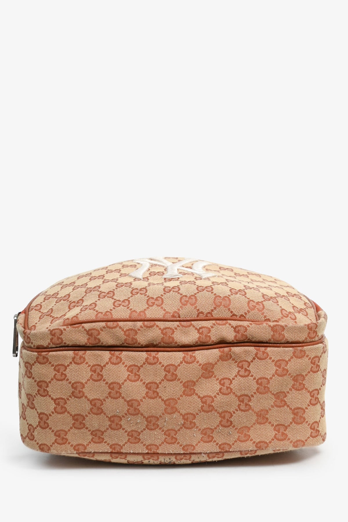 Gucci x New York Yankees Canvas Leather Trimmed Backpack